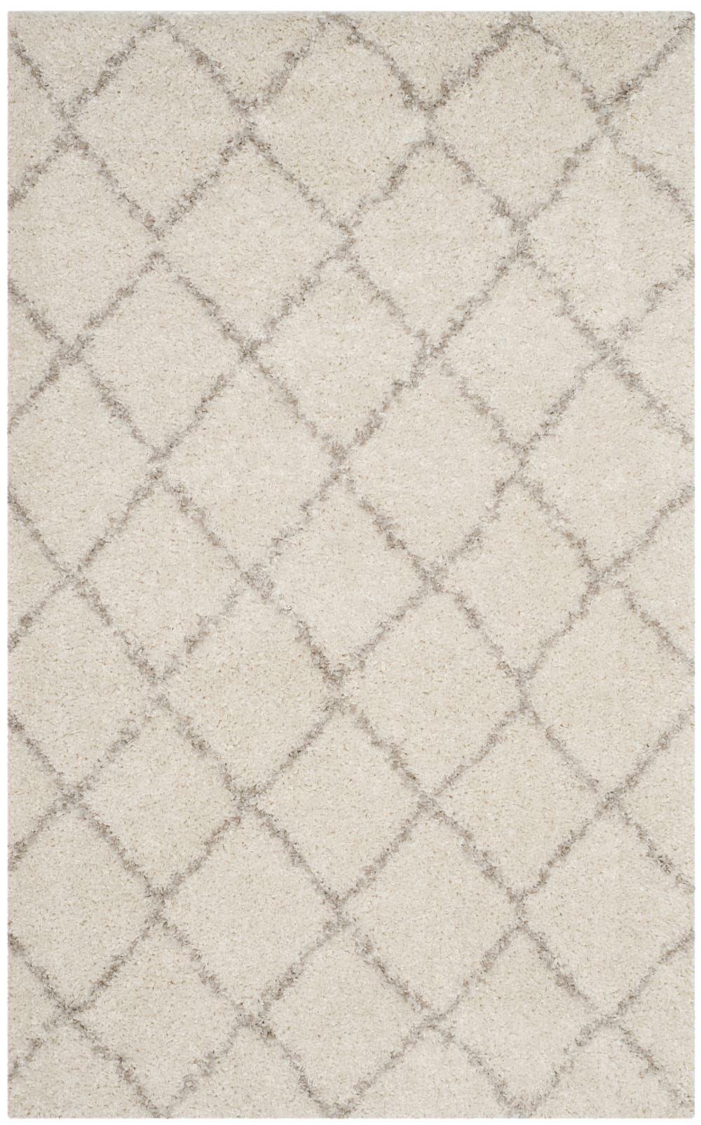 Tapis shag en polypropylène blanc/beige, 122 x 183 cm
