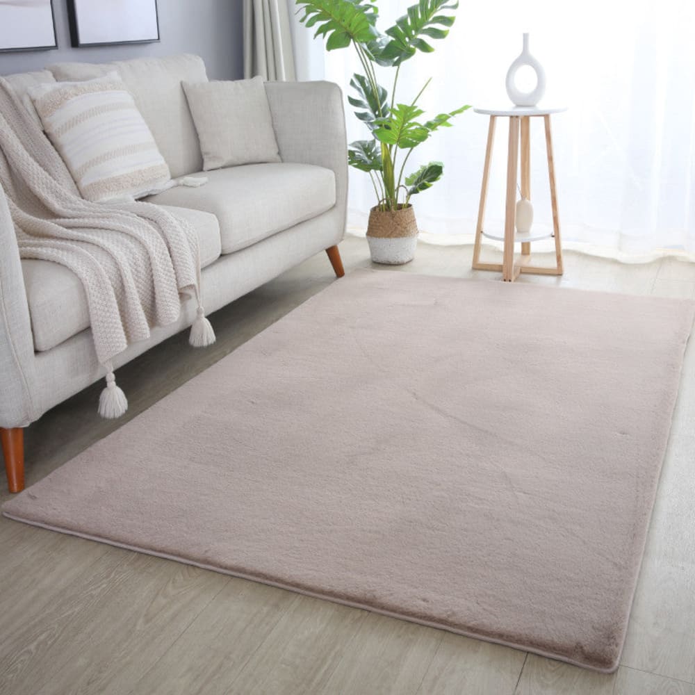 Tapis fausse fourrure toucher doux beige 120x170cm — vue 3