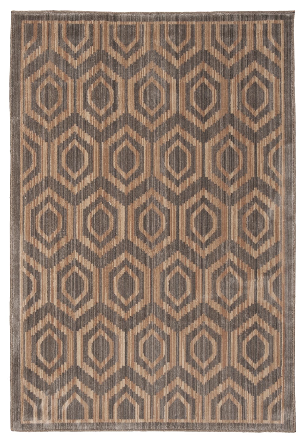 Tapis contemporain en polyester gris/beige, 122 x 183 cm