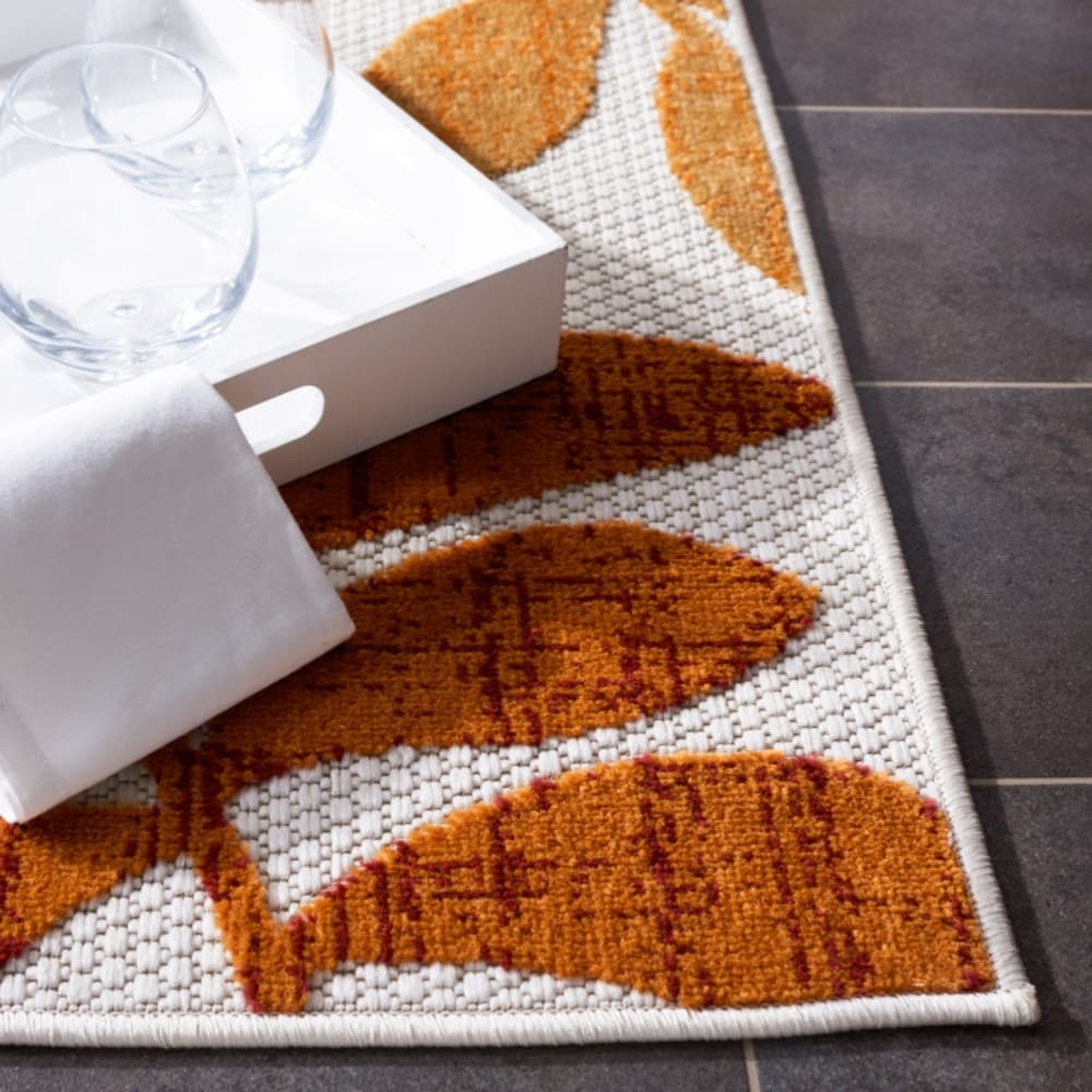 Tapis moderne en polypropylène beige/rouge, 122 cm — vue 3