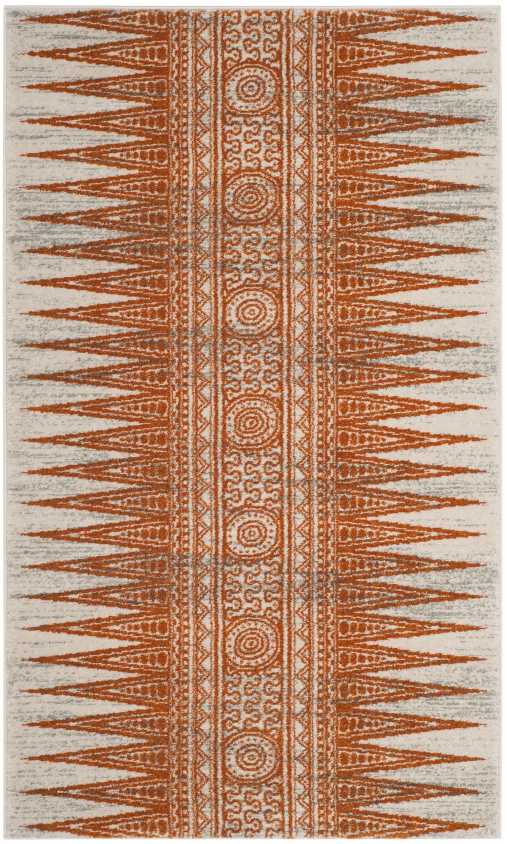Tapis de transition en polypropylène blanc/orange, 122 x 183 cm