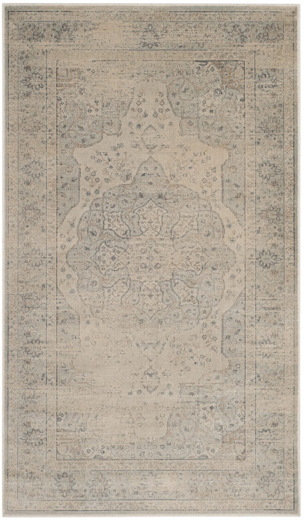 Tapis traditionnel en viscose bleu/beige, 122 x 170 cm