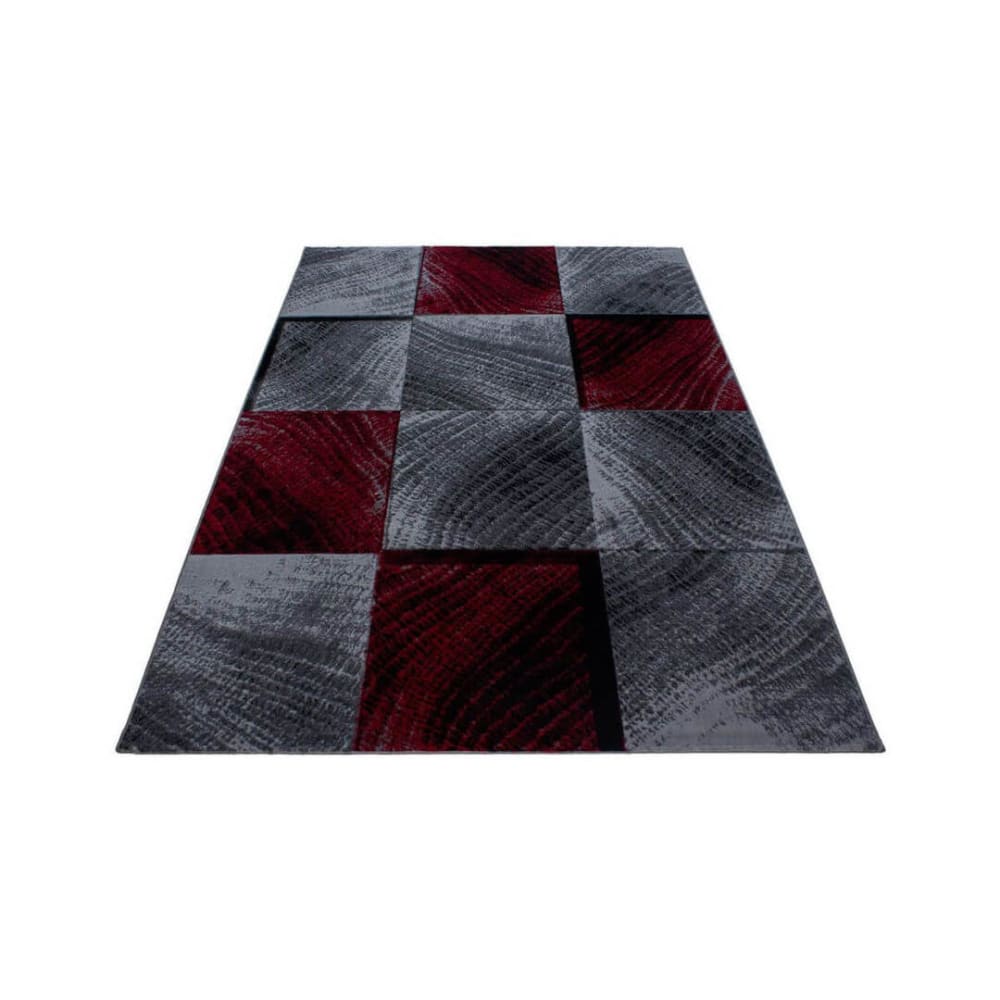 Tapis géométrique design en polypropylène rouge 120x170