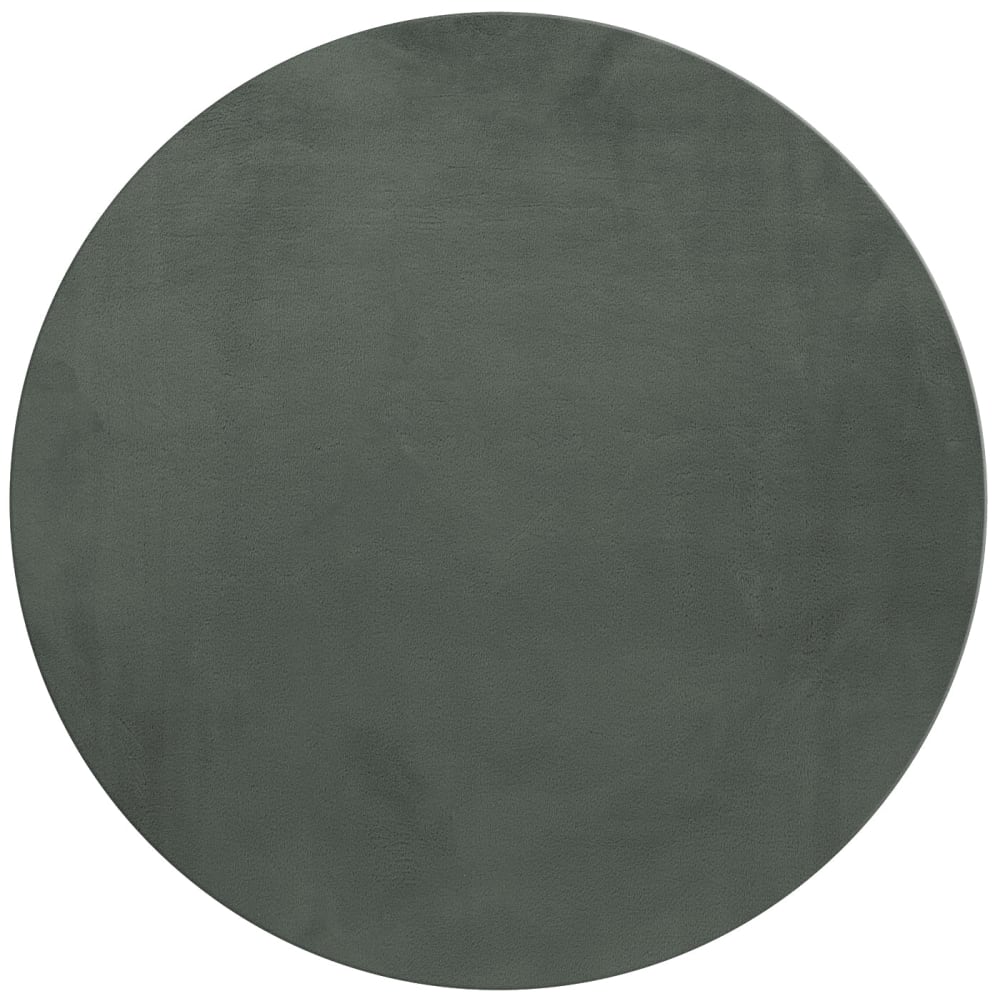Tapis rond fausse Fourrure toucher doux Vert 120x120cm