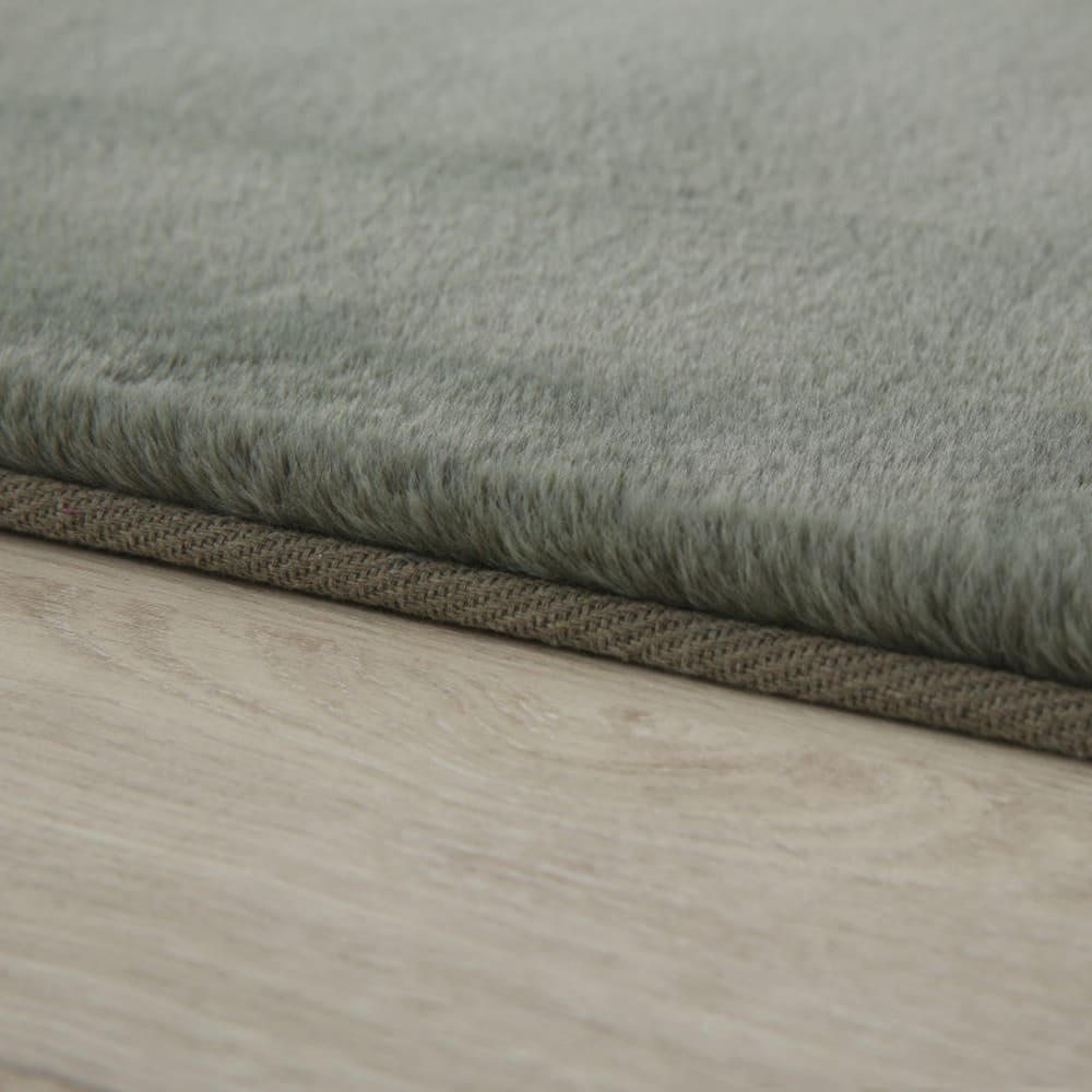 Tapis rond fausse fourrure toucher doux vert 120x120cm — vue 4