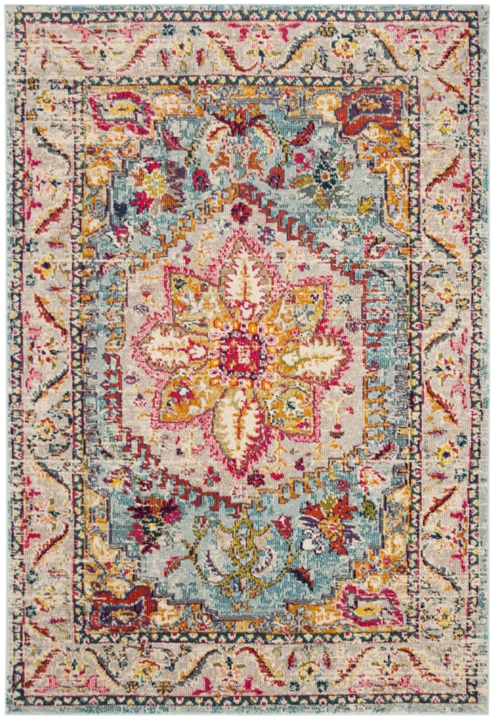 Tapis turquoise/beige