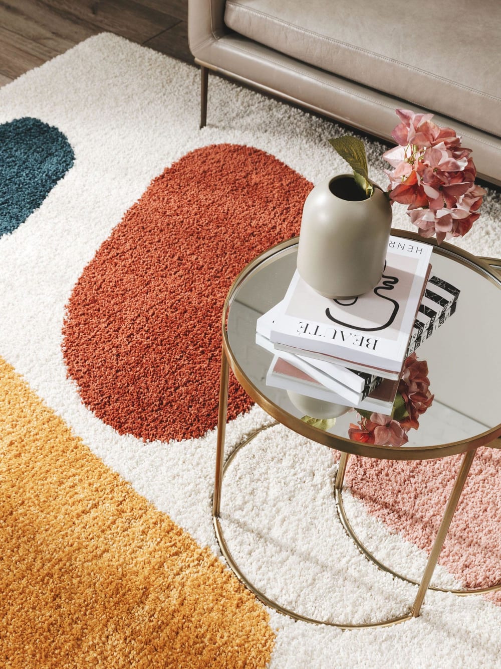 Tapis à poils longs crème/rose 120x170 — vue 4