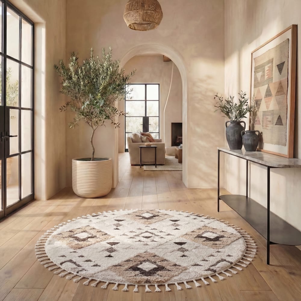 Tapis en polypropylène blanc/brun, 122 cm — vue 3