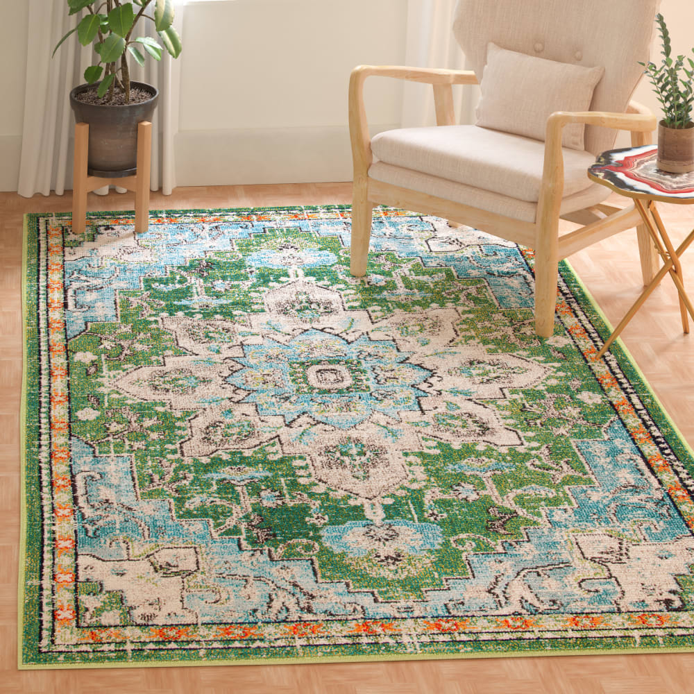 Tapis contemporain en polypropylène vert/bleu, 122 x 183 cm — vue 3
