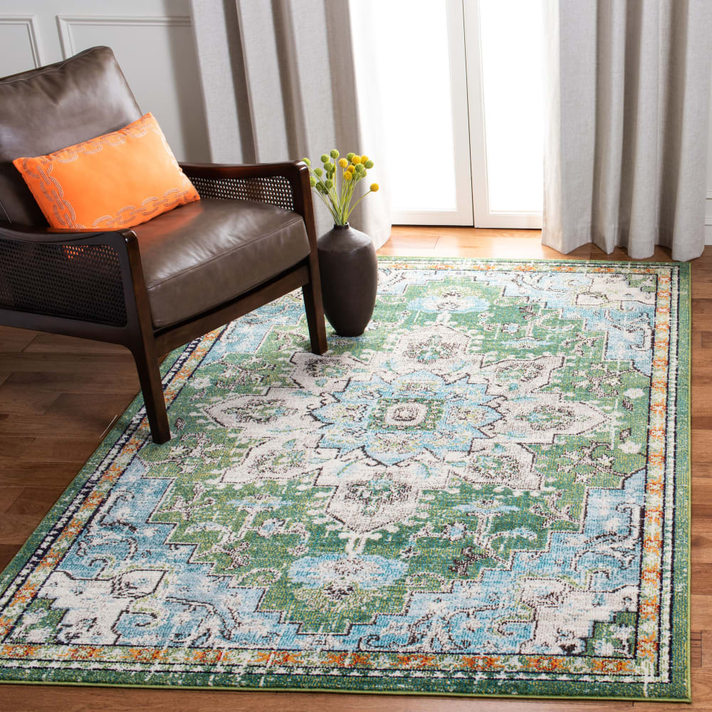 Tapis contemporain en polypropylène vert/bleu, 122 x 183 cm — vue 4