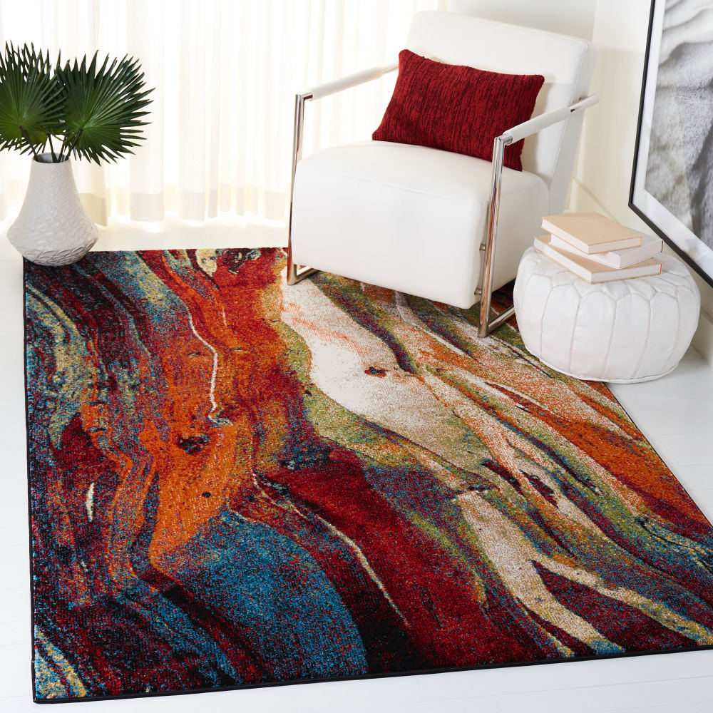 Tapis contemporain en polypropylène rouge/vert, 122 x 183 cm — vue 3