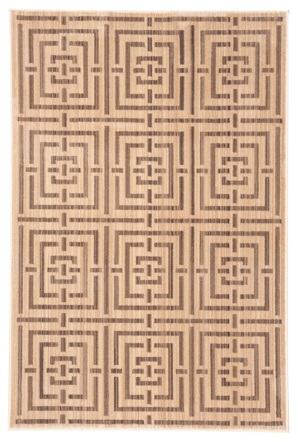 Tapis contemporain en polyester jaune/taupe, 122 x 183 cm