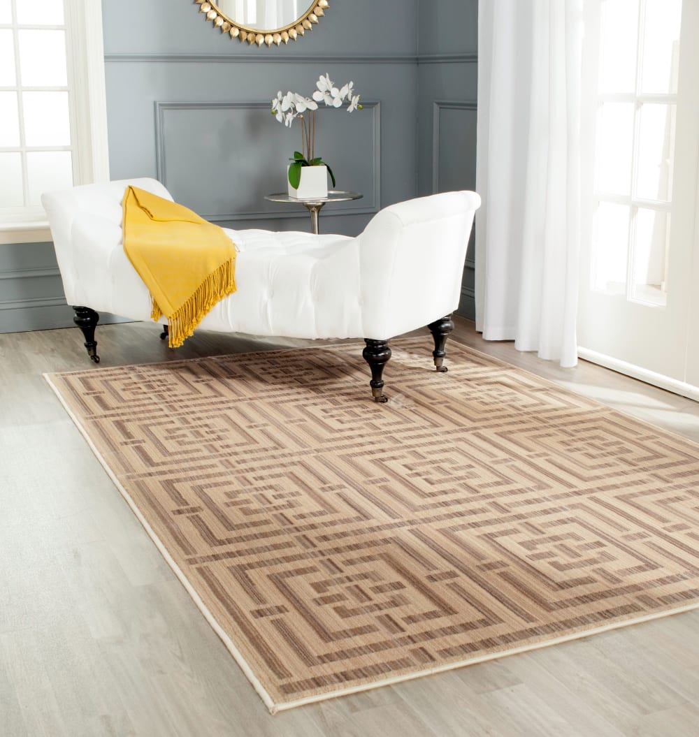 Tapis contemporain en polyester jaune/taupe, 122 x 183 cm — vue 3