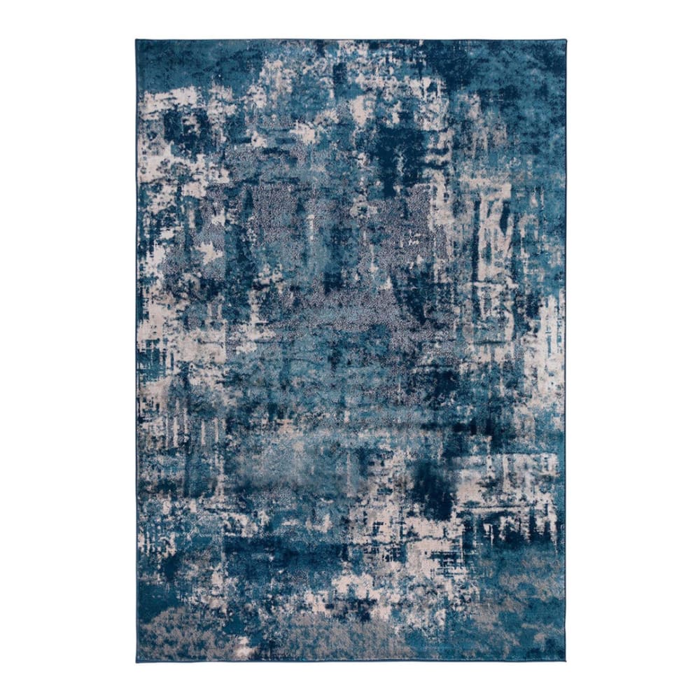 Tapis rayé design en polypropylène bleu foncé 120x170