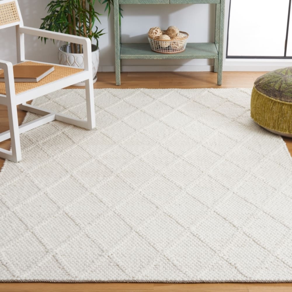Tapis contemporain en laine blanc, 122 x 183 cm — vue 3