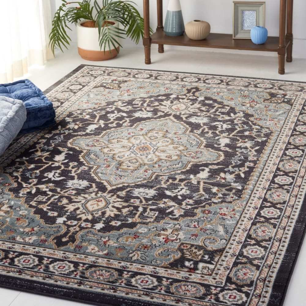 Tapis traditionnel en polypropylène gris/bleu, 122 x 183 cm — vue 3
