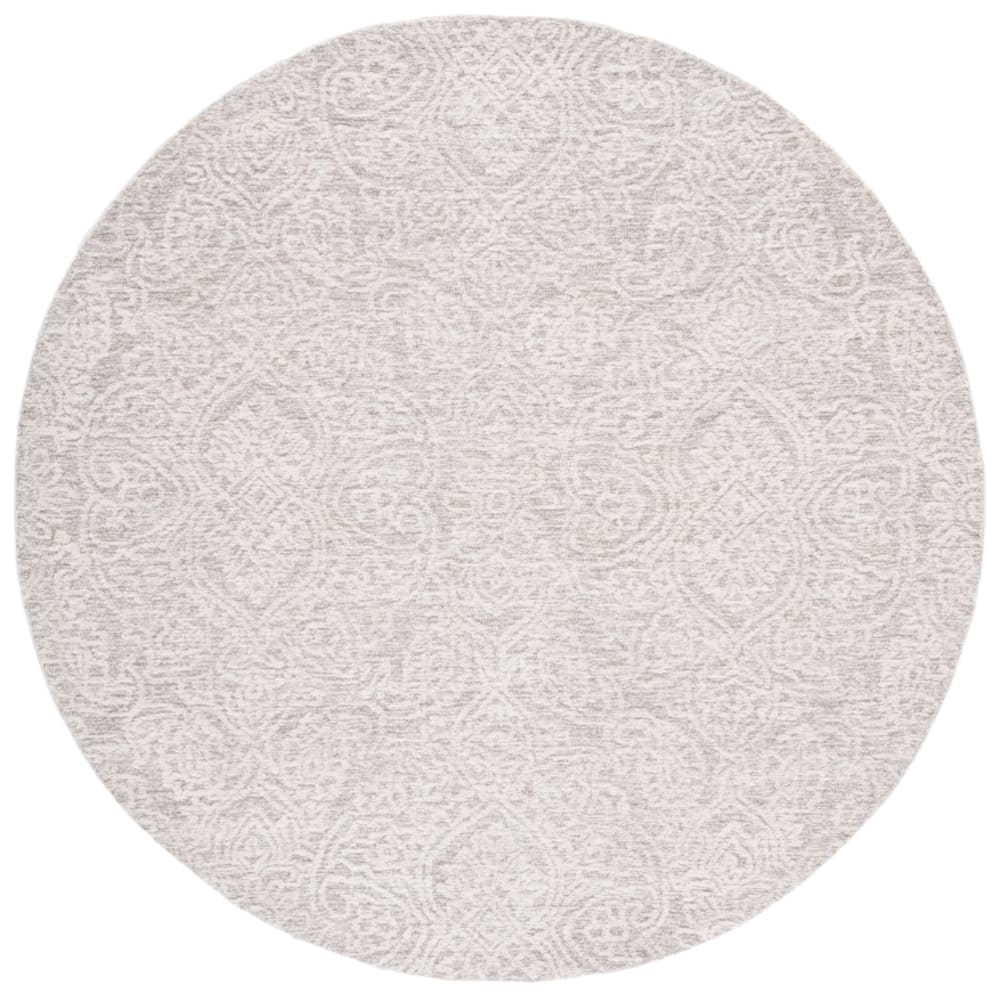 Tapis géométrique en laine beige/blanc, 122 cm