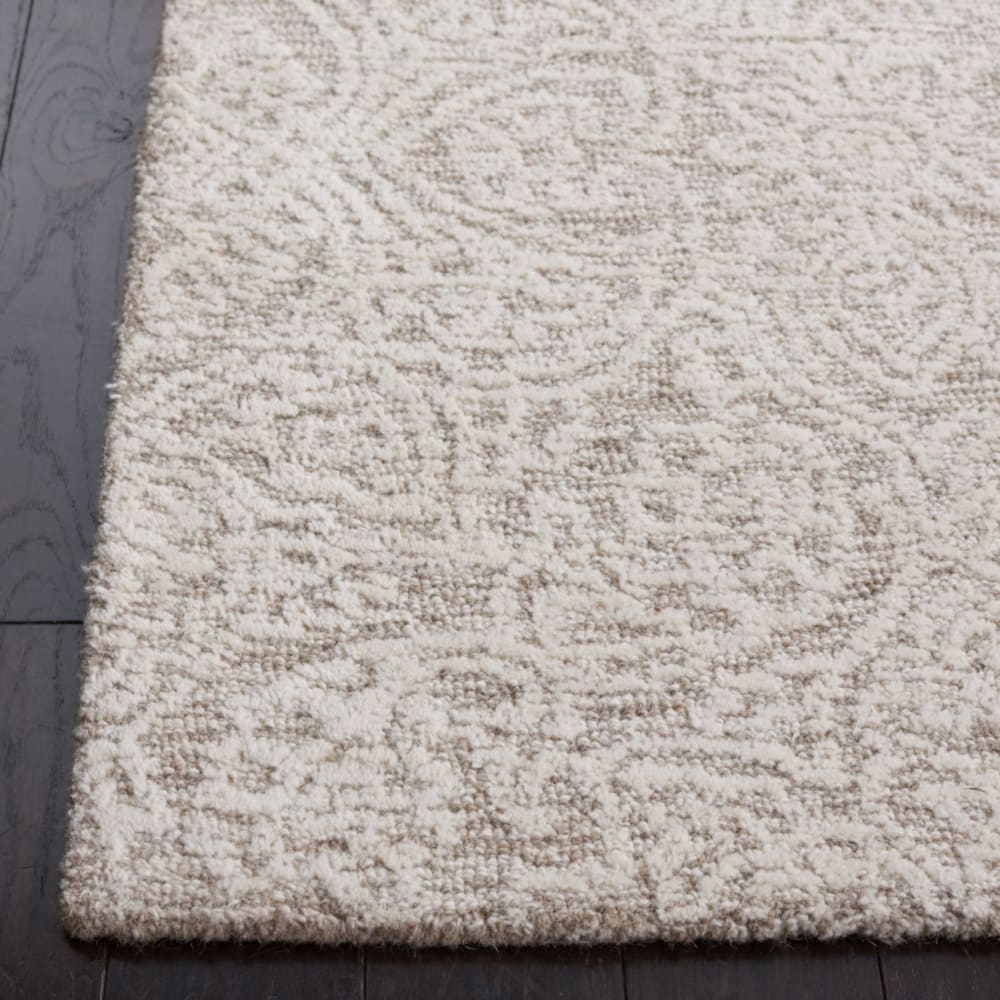 Tapis géométrique en laine beige/blanc, 122 cm — vue 4