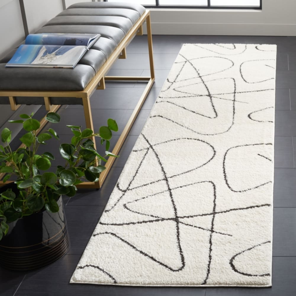 Tapis moderne en polyester blanc/noir, 66 x 122 cm — vue 3
