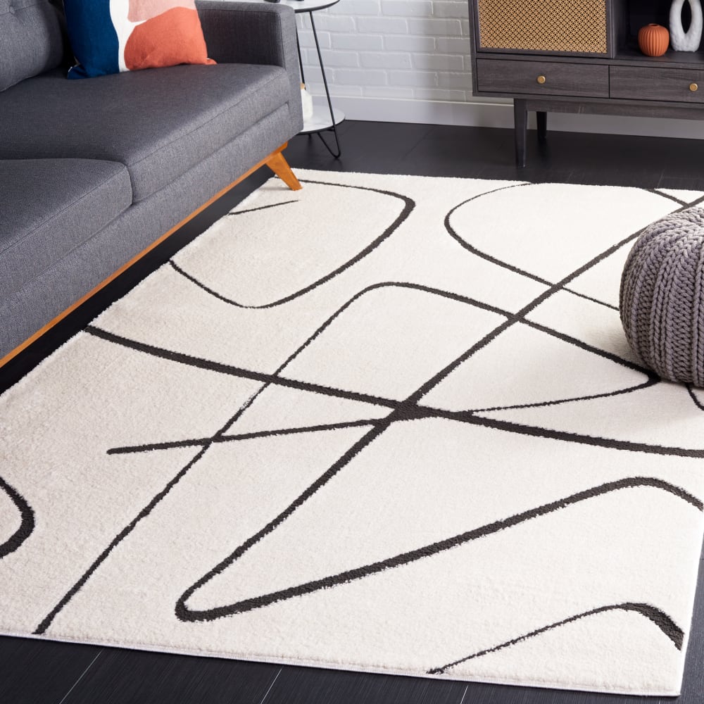 Tapis moderne en polyester blanc/noir, 66 x 122 cm — vue 4