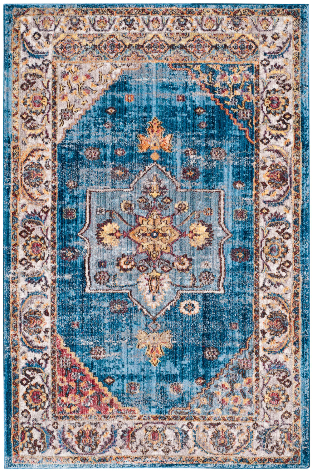 Tapis de transition en polyester bleu/blanc, 122 x 183 cm