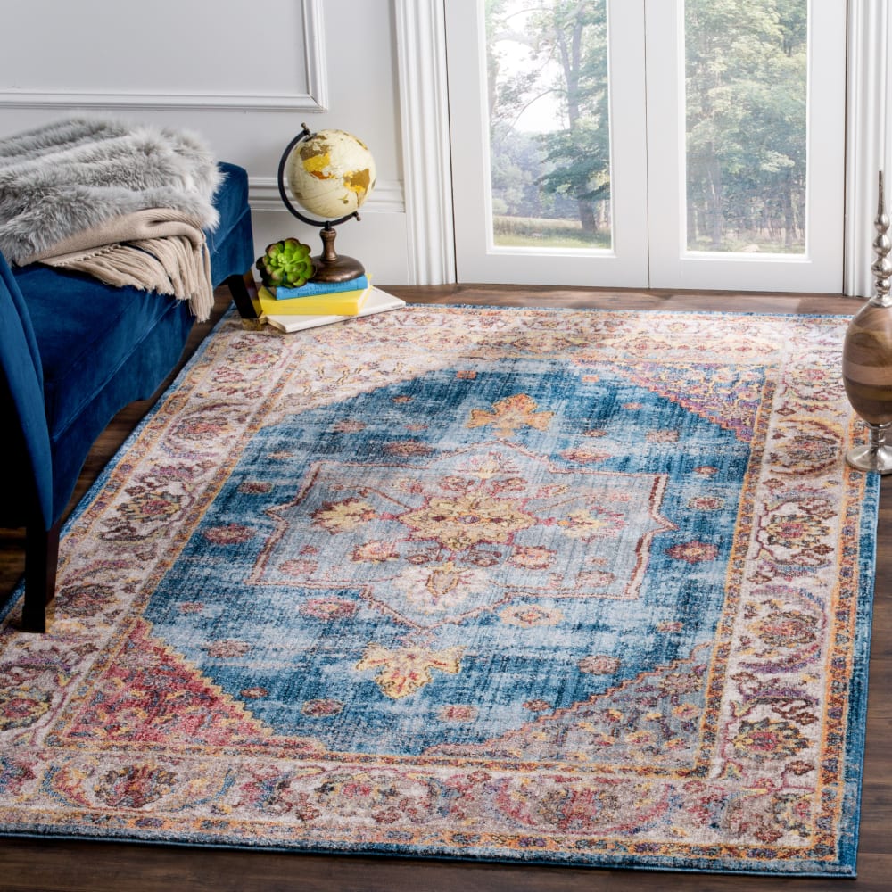Tapis de transition en polyester bleu/blanc, 122 x 183 cm — vue 3