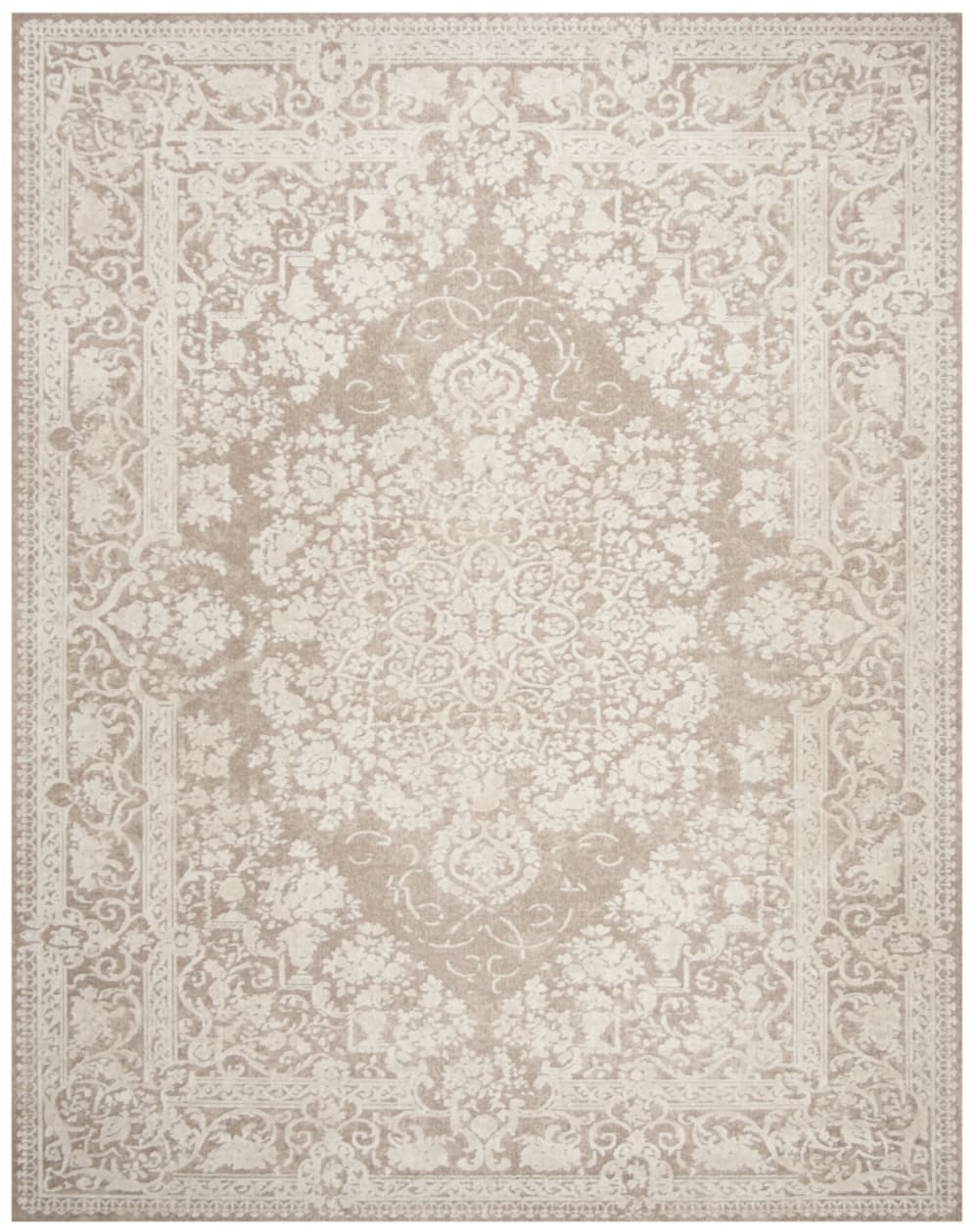Tapis contemporain en polyester beige, 69 x 122 cm