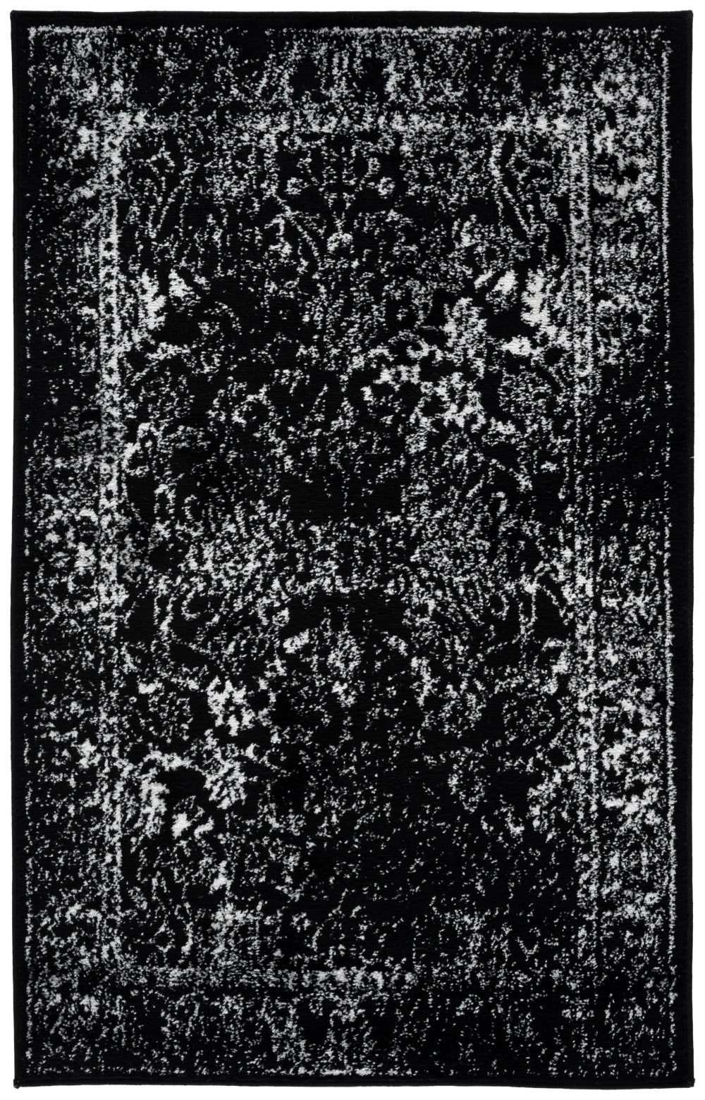 Tapis distressed vintage en polypropylène noir/blanc, 122 x 183 cm