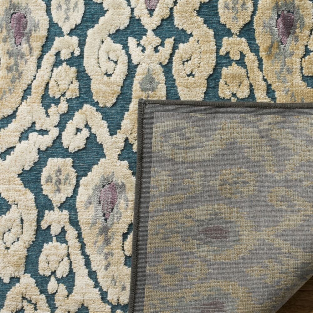 Tapis traditionnel en viscose beige/bleu, 79 x 122 cm — vue 3