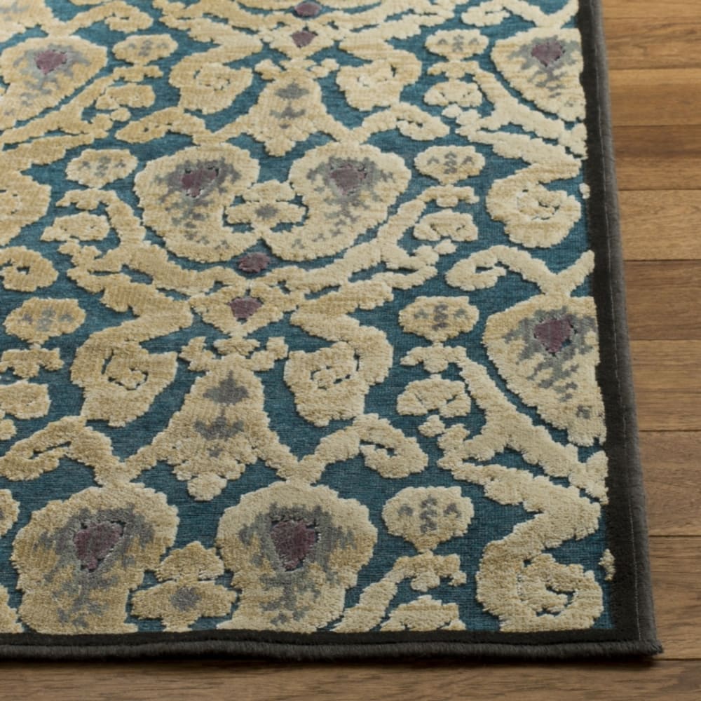 Tapis traditionnel en viscose beige/bleu, 79 x 122 cm — vue 4