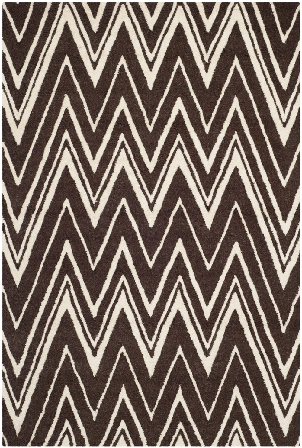 Tapis moderne en laine marron/blanc, 122 x 183 cm