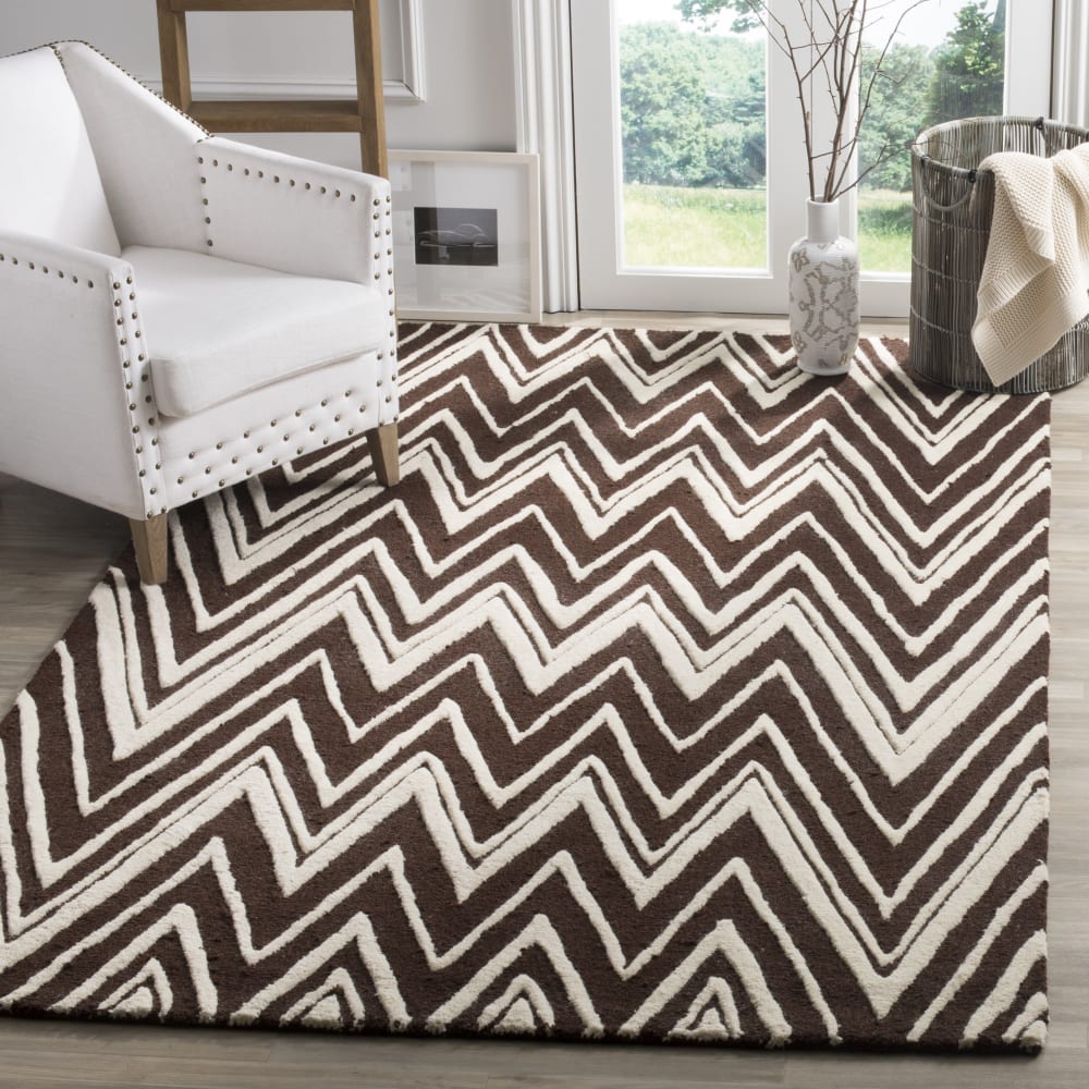 Tapis moderne en laine marron/blanc, 122 x 183 cm — vue 3