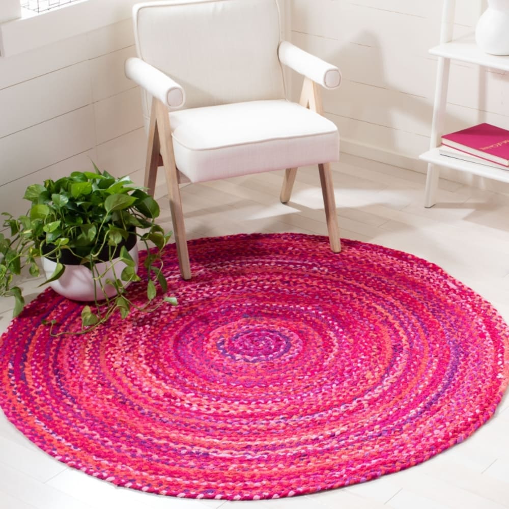 Tapis chalet de campagne en coton rose, 122 x 122 cm — vue 3