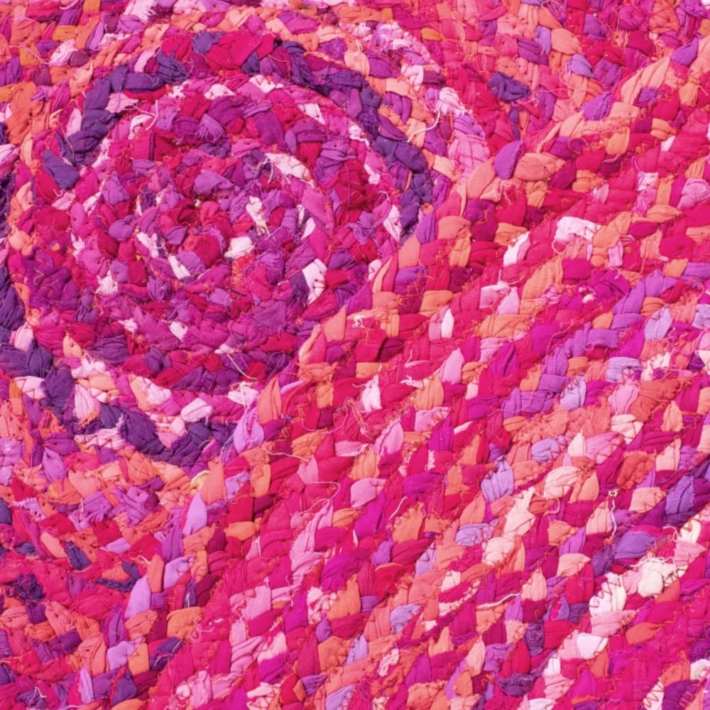 Tapis chalet de campagne en coton rose, 122 x 122 cm — vue 4