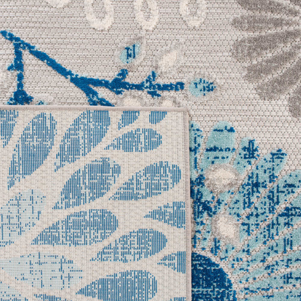 Tapis moderne en polypropylène gris/bleu, 122 x 122 cm — vue 3