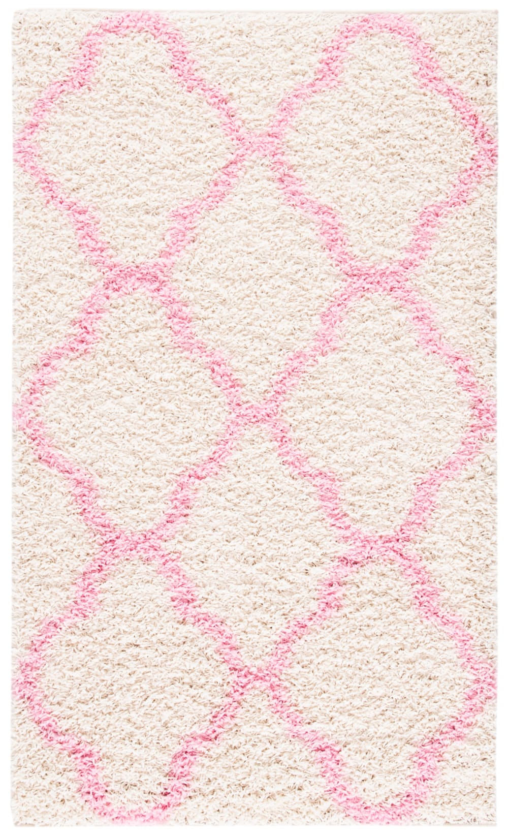 Tapis en polypropylène blanc/rose, 122 x 183 cm