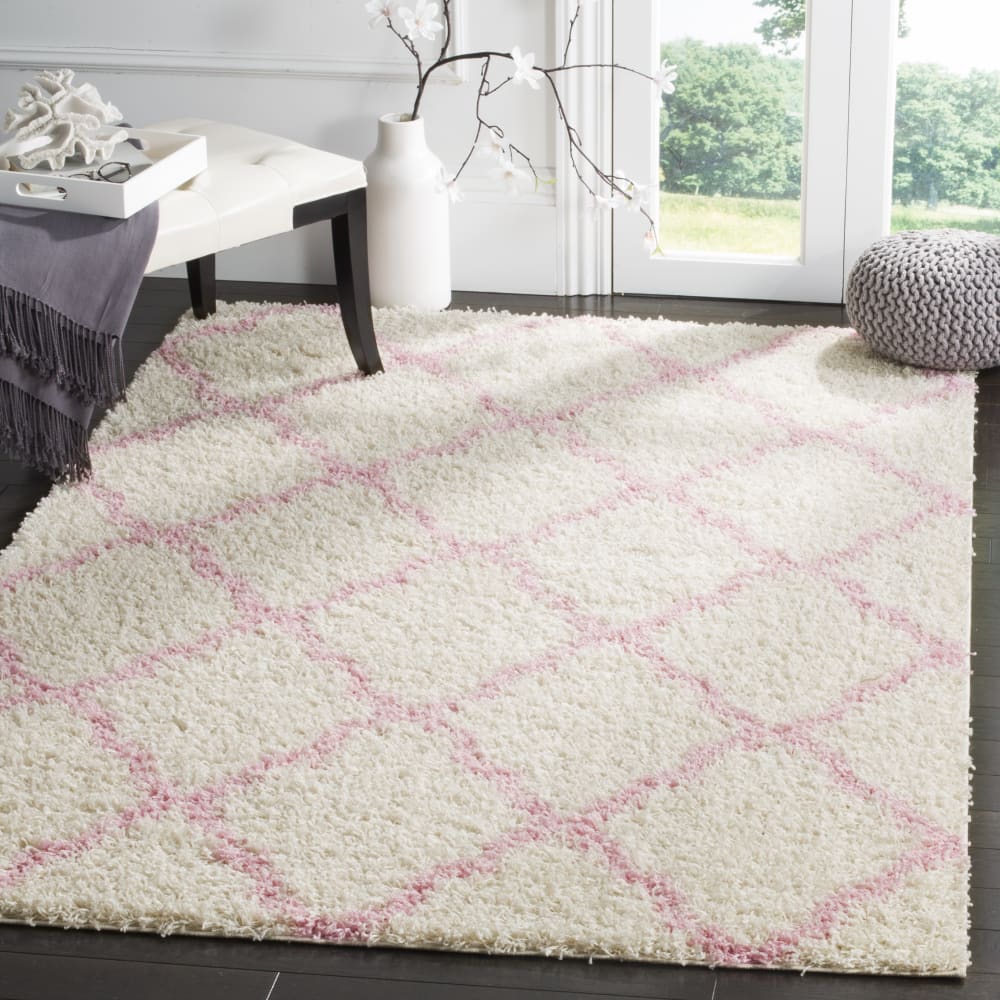 Tapis en polypropylène blanc/rose, 122 x 183 cm — vue 3