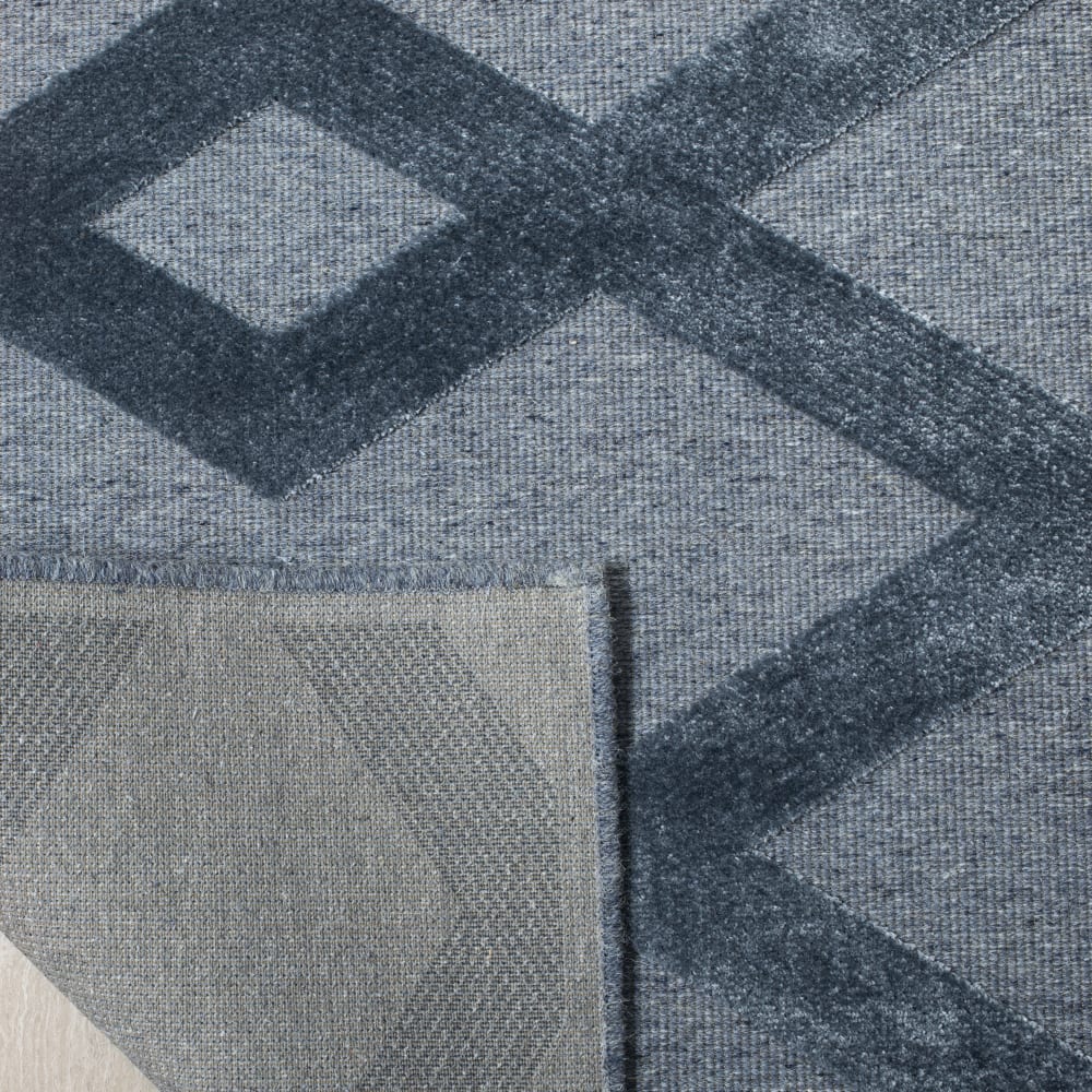 Tapis géométrique en viscose bleu, 122 x 183 cm — vue 4