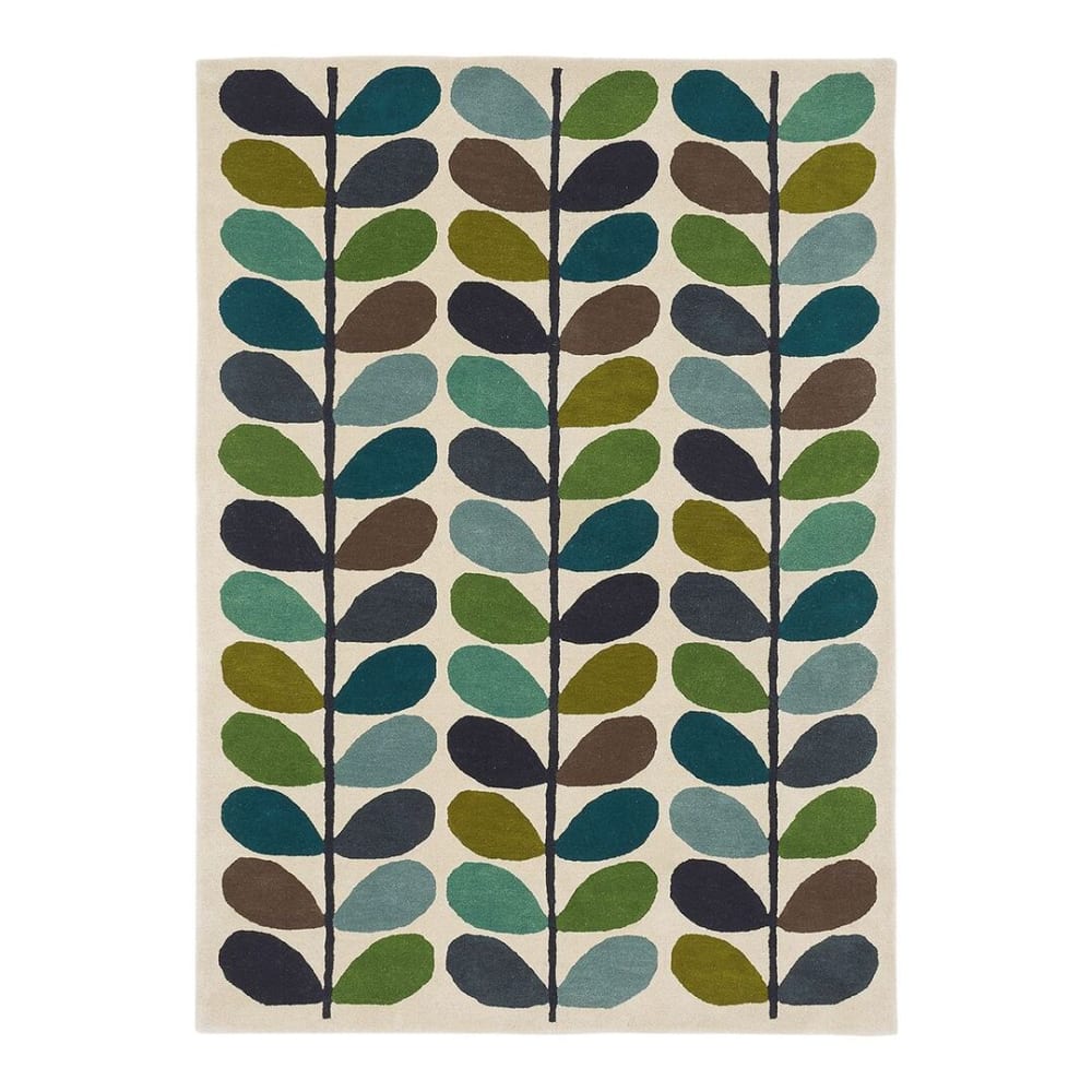 Tapis floral design en laine vert 120x180