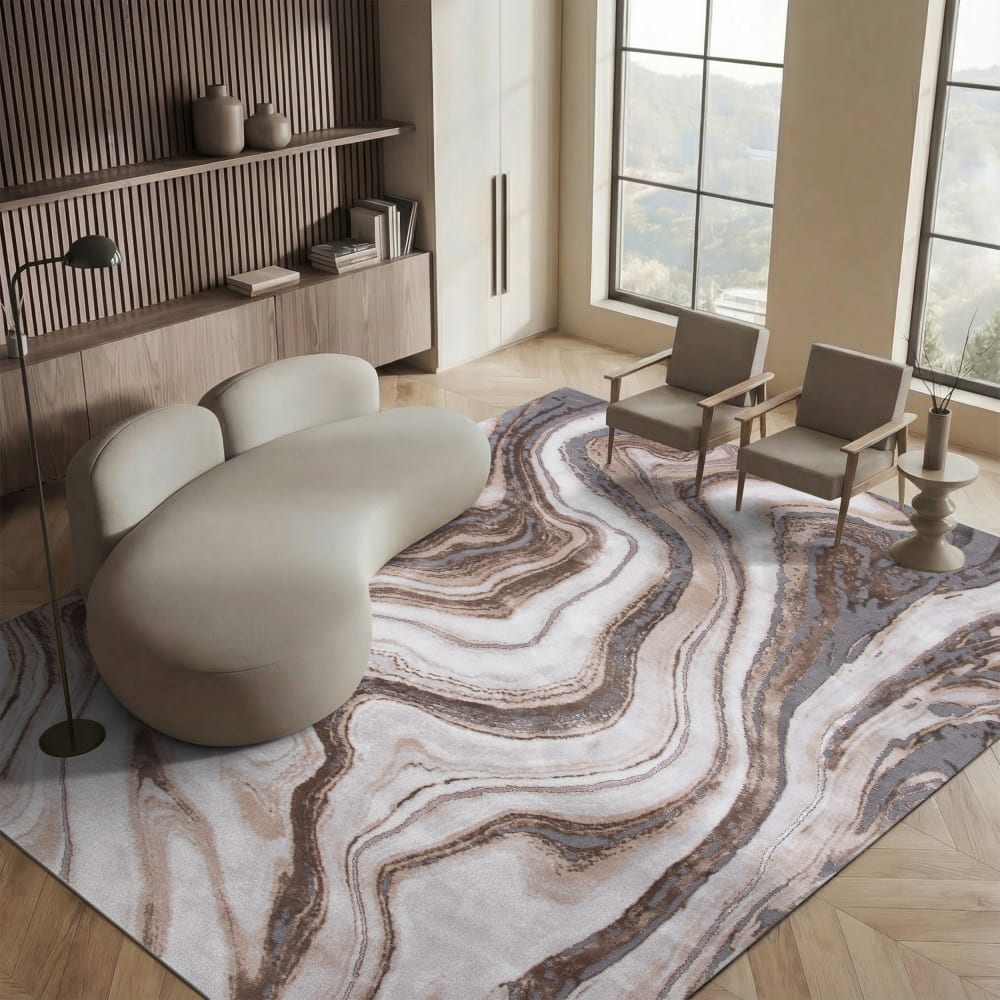 Tapis contemporain en polypropylène or/gris, 122 x 183 cm — vue 3