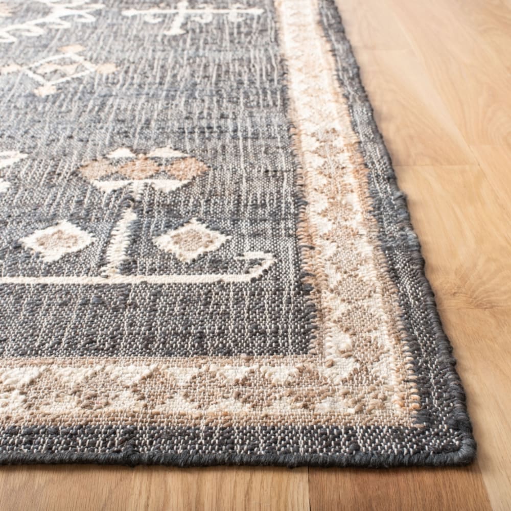 Tapis géométrique en jute noir/blanc, 122 x 183 cm — vue 4