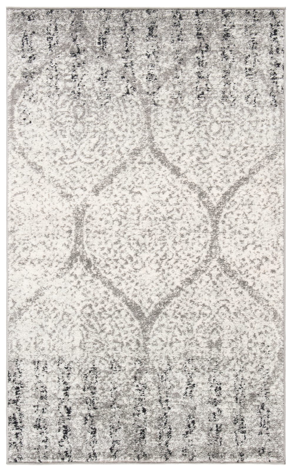 Tapis contemporain en polypropylène gris/blanc, 122 x 183 cm