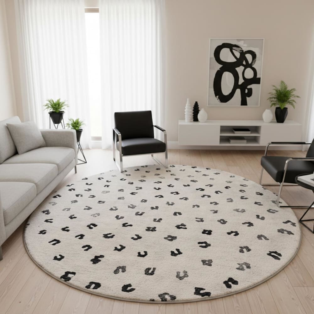 Tapis rond 120x120 rond Coton Beige