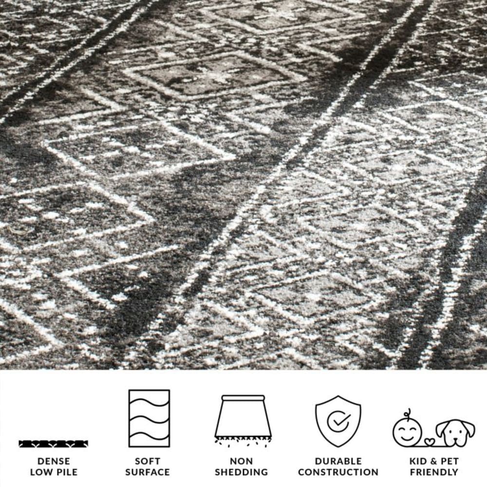 Tapis bohème contemporaine en polypropylène noir/argent, 122 x 183 cm — vue 4