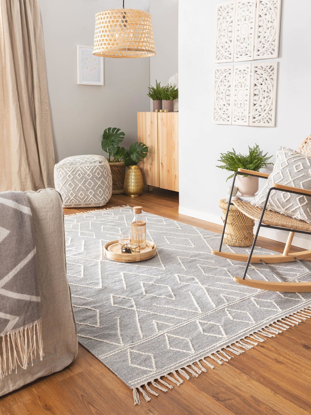 Tapis en coton gris clair 120x170 — vue 3
