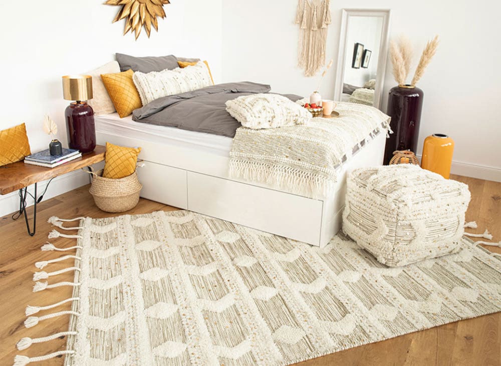 Tapis fait main à franges en laine 120x180cm — vue 3