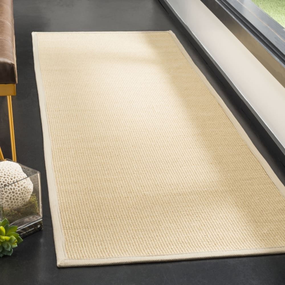 Tapis fibre naturelle en sisal beige/blanc, 76 x 122 cm — vue 3