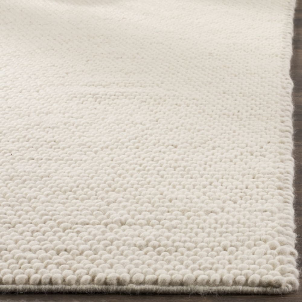 Tapis fibre naturelle en laine blanc, 122 x 122 cm — vue 3