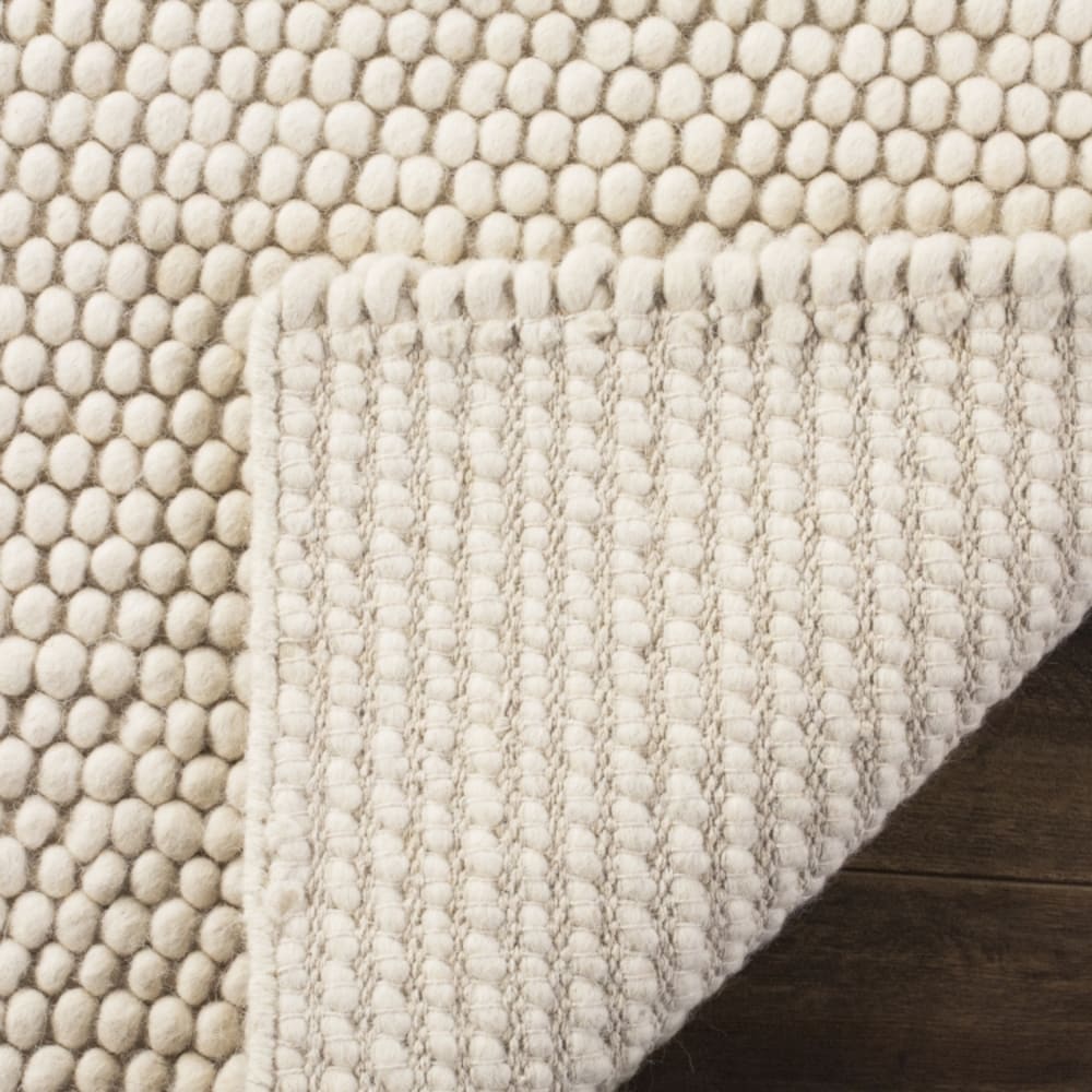 Tapis fibre naturelle en laine blanc, 122 x 122 cm — vue 4