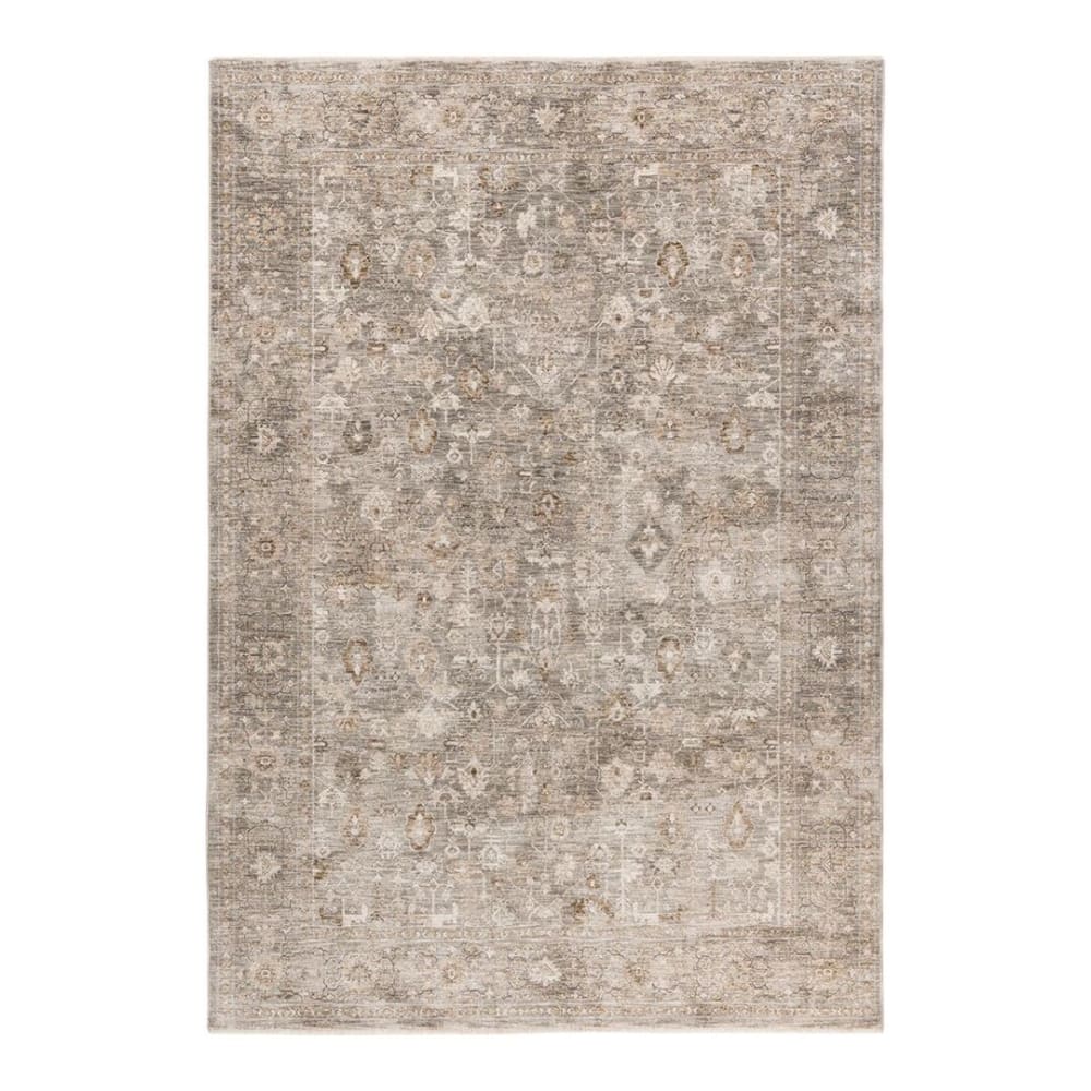 Tapis rayé vintage en polyester gris 120x170